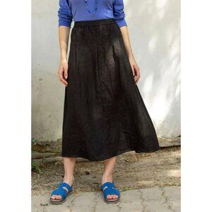 Woven skirt in linen black